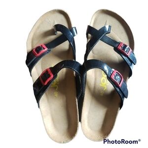 JOOL Comfort Kate Black Patent Sandals